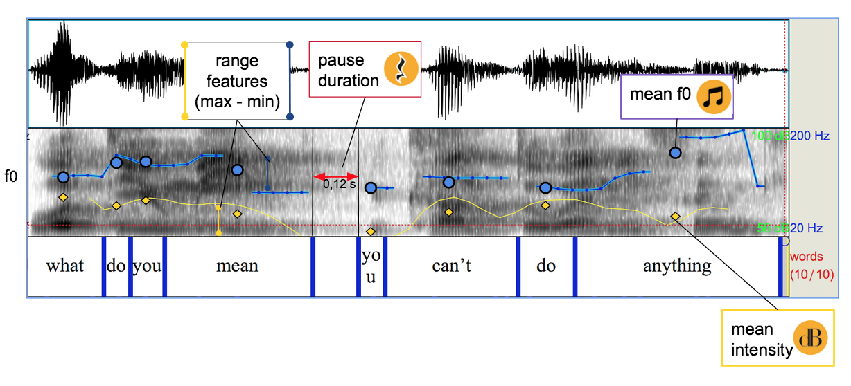 Segmental prosodic features in a speech audio
